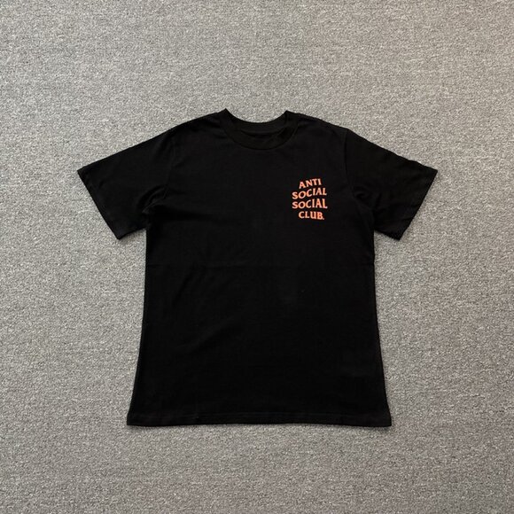 Anti Social Social Club Simple Black T Shirt With Orange Lettering